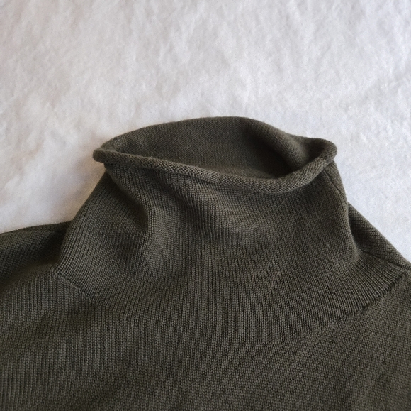 Aritzia Wilfred Cyprie Dress - Mockneck Wool Sweater Dress Forest Green - Picture 7 of 12